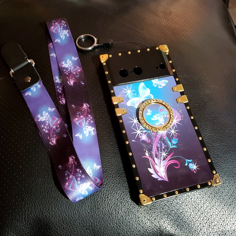 Google Pixel 7 Butterfly Case W/360° Flex Stand & Matching Lanyard